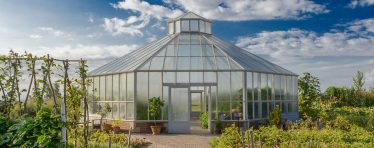 RHS Hyde Hall Front Entrance- A Bespoke Greenhouse Designed by Hartley Botanic